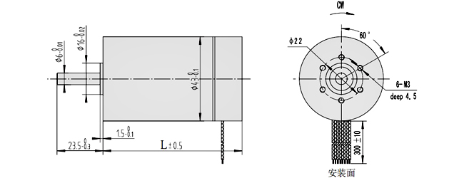 43空心杯無刷電機參數-空心杯電機尺寸圖