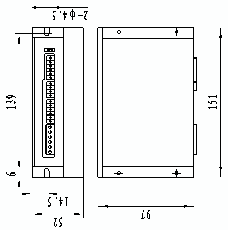 DHS882 閉環步進驅動器安裝尺寸圖