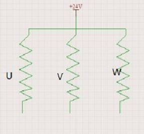 圖為單項導(dǎo)通的UVW連接圖